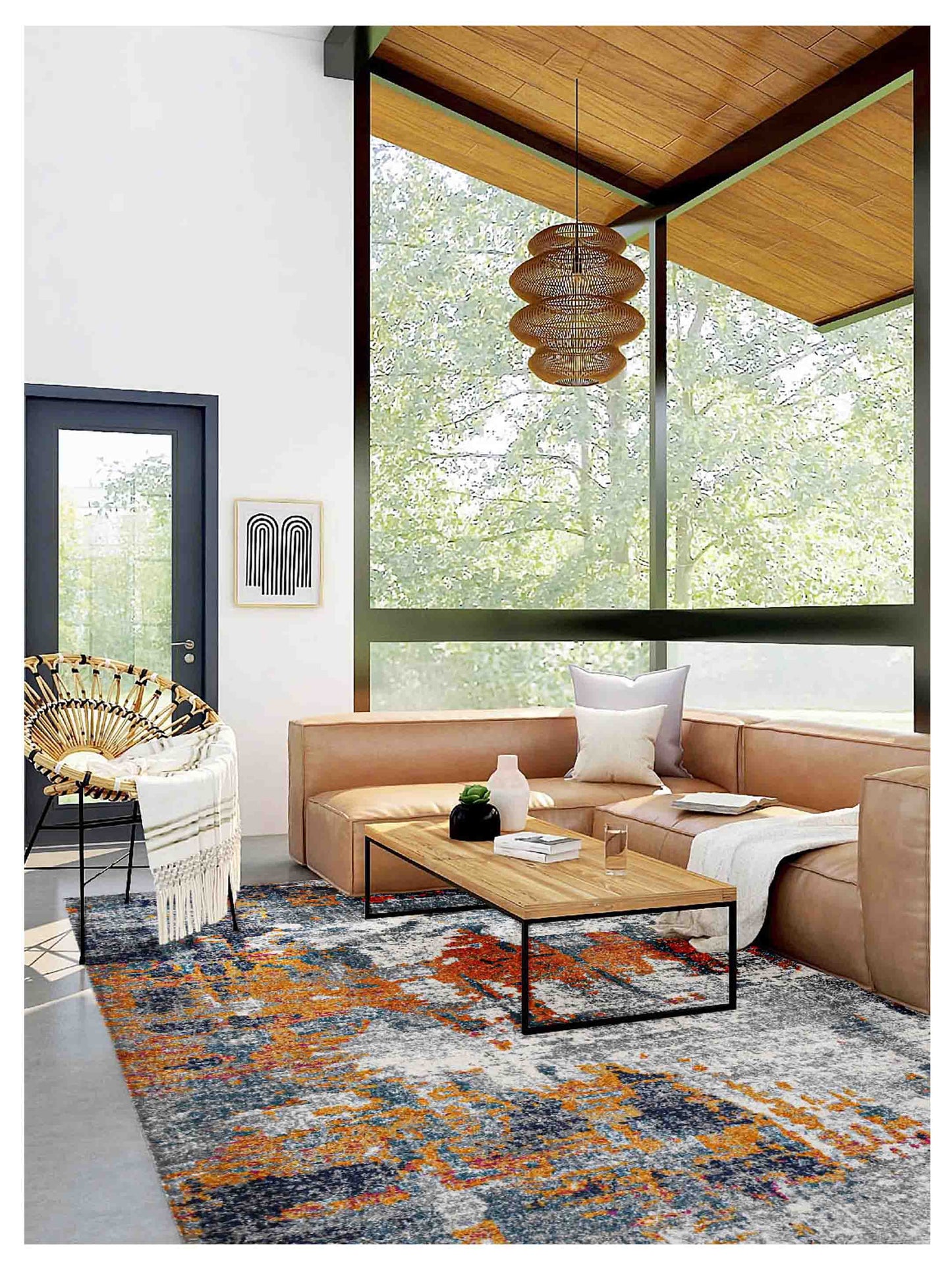 Limited Mortlake MOR - 255 ORANGE BLUE Transitional Machinemade Rug - Rugs - Limited - Atlanta Designer Rugs
