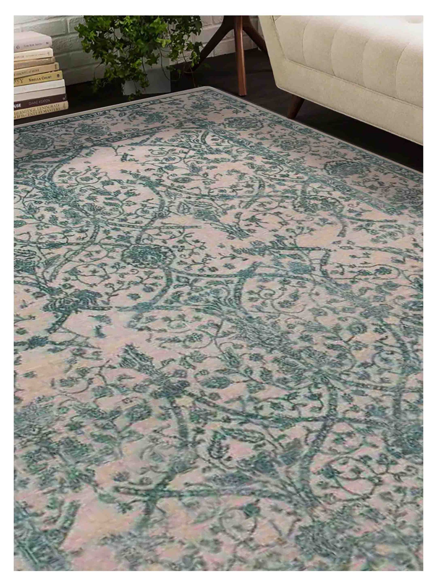 Limited Mossman MOM-907 Dark Green Traditional Knotted Rug