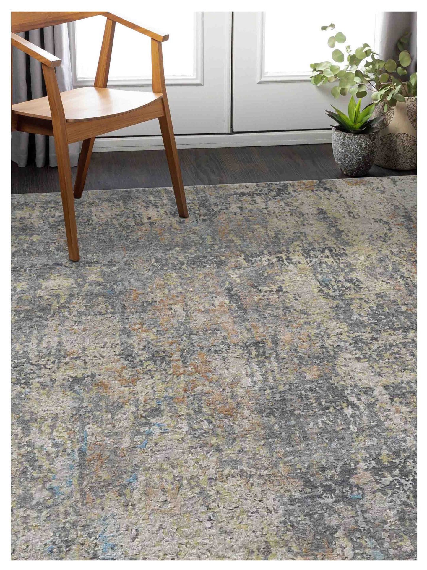 Limited MORWELL MO-408 STEEL GRAY Transitional Knotted Rugs