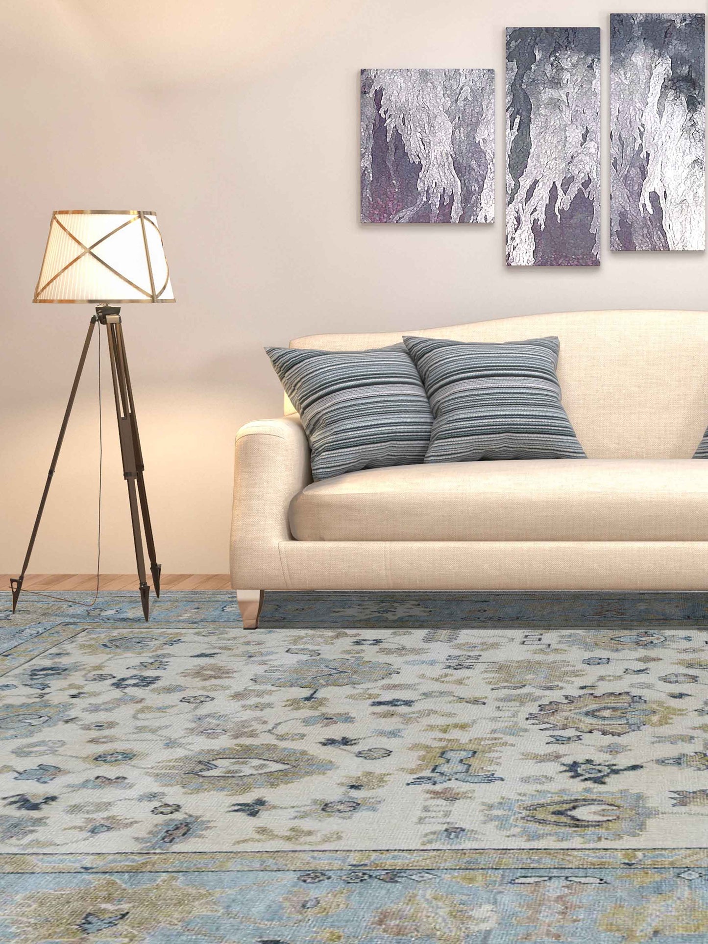 Artisan Priscilla Ivory Lt.Blue Traditional Knotted Rug - Rugs - Artisan - Atlanta Designer Rugs