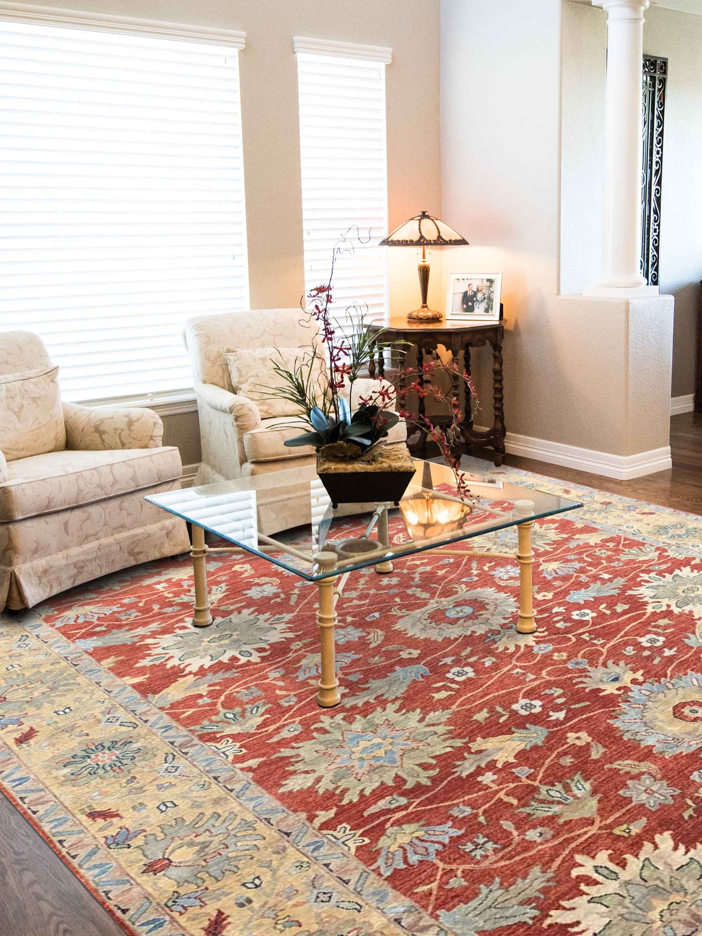 Artisan Cameron Rust Gold Traditional Knotted Rug