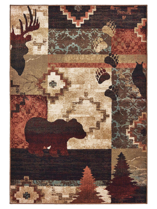 Oriental Weavers WOODLANDS 9649A Brown Casual Machinemade Rug