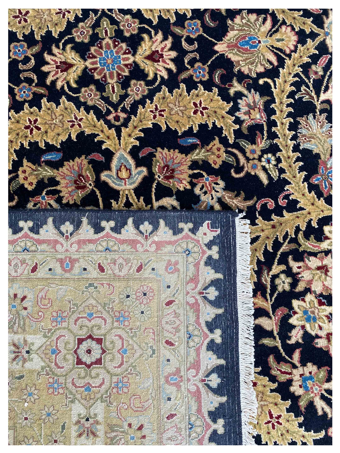 Artisan Lynda Black Gold Traditional Knotted Rug