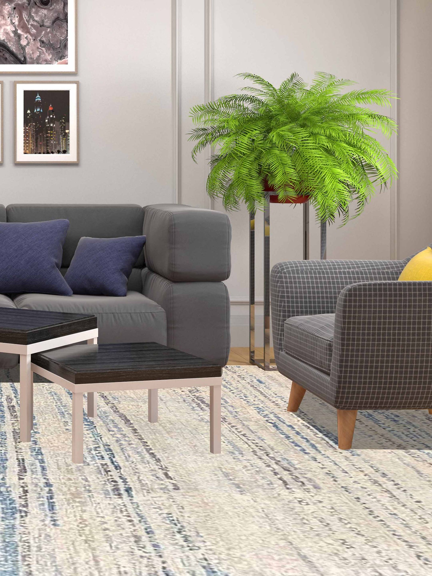 Artisan Vivica Ivory Lt.Blue Transitional Knotted Rug