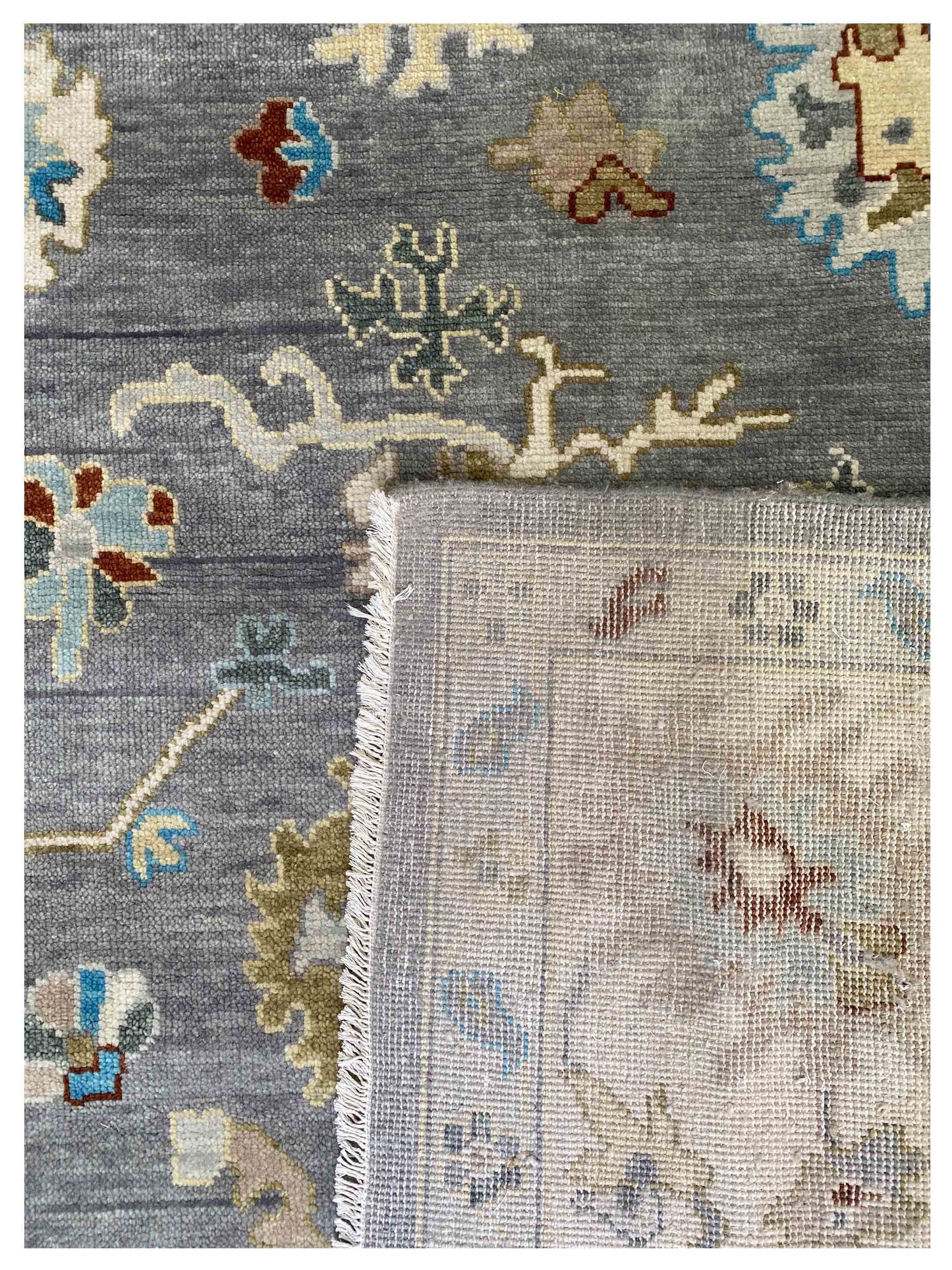 Artisan Blossom-2 Grey Beige Traditional Knotted Rug