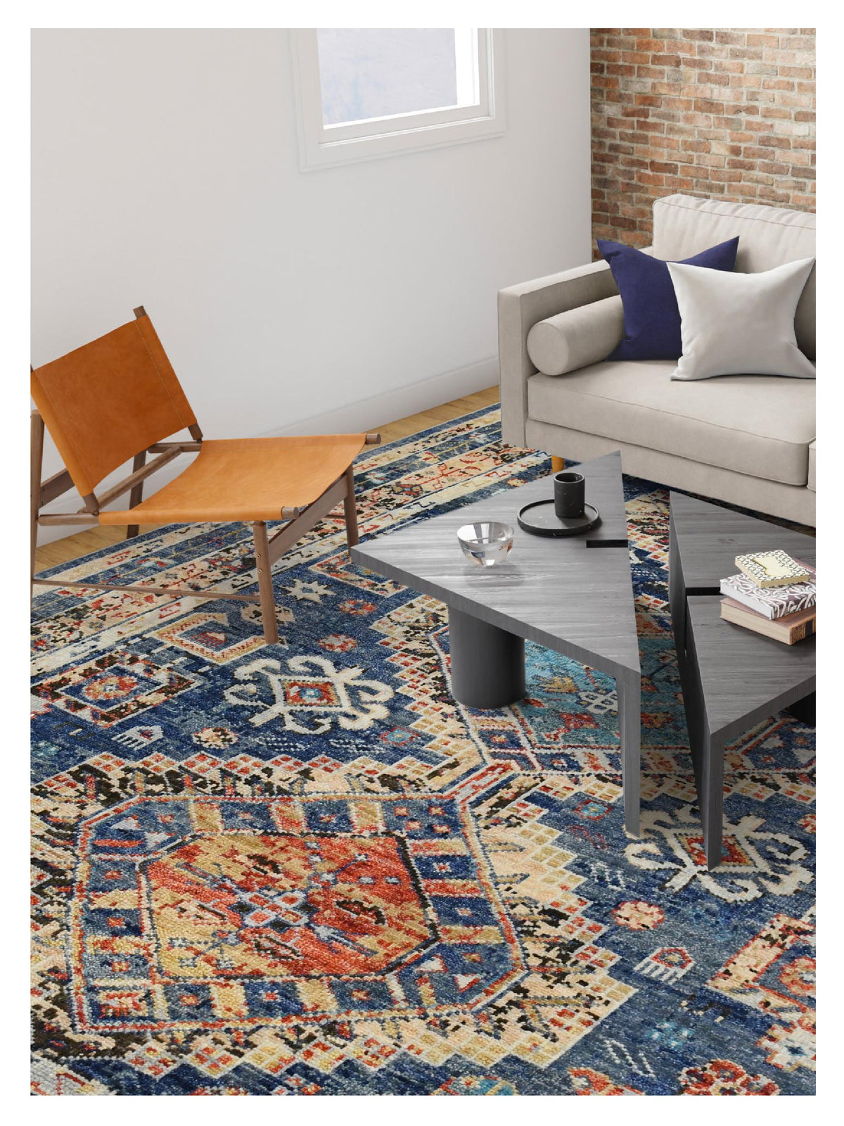 Limited Woodburn WOD-551 NAVY Traditional Knotted Rug