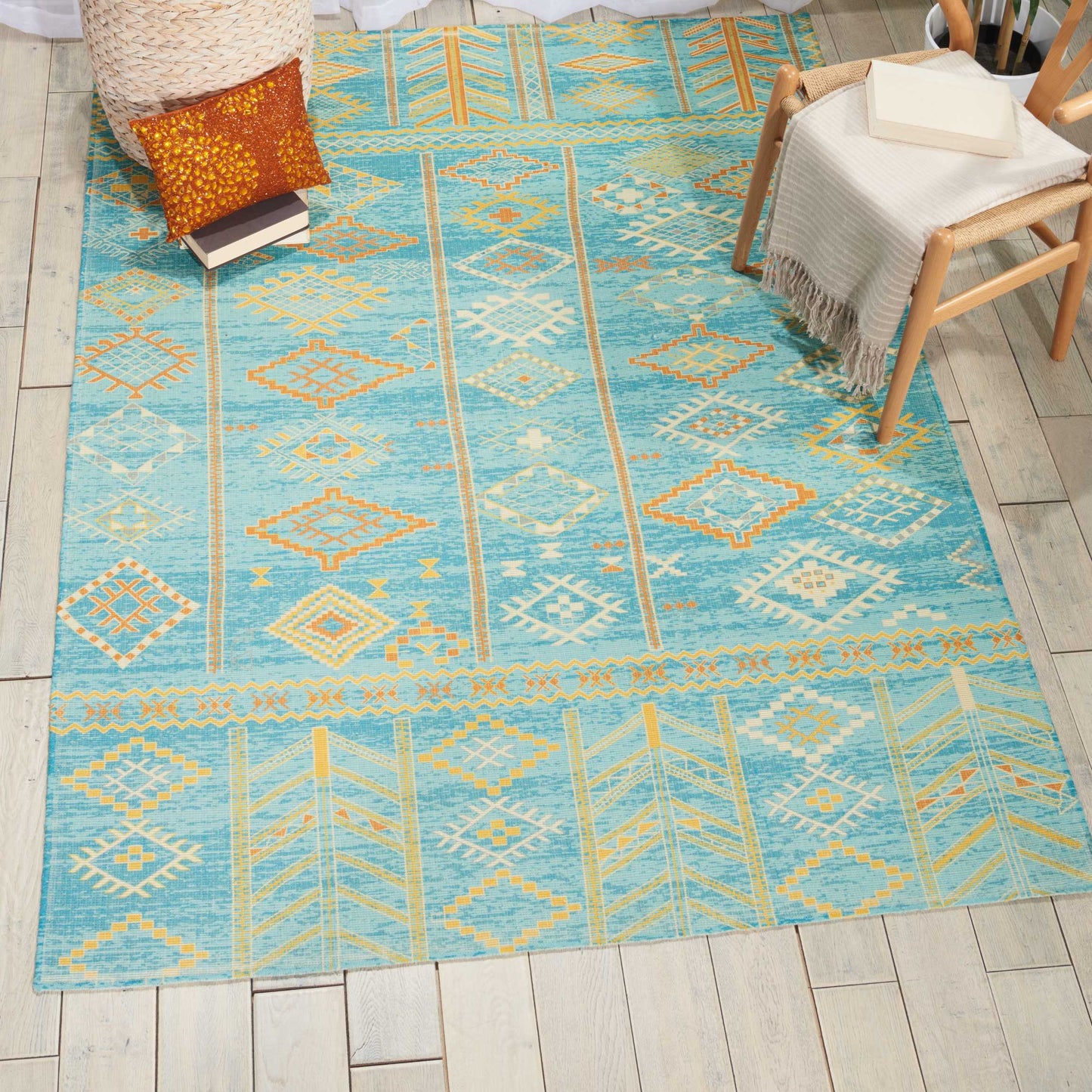 Nourison Home Madera MAD05 Sky Blue  Transitional Machinemade Rug