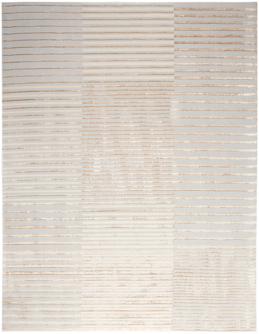 Inspire Me! Home Décor Brushstrokes BSK04 Beige Silver Contemporary Machinemade Rug