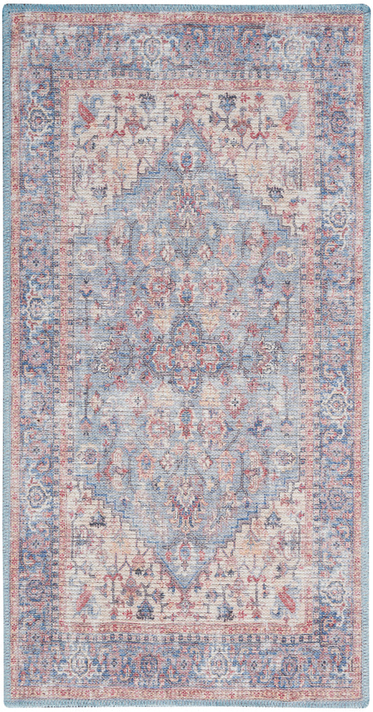Nicole Curtis Machine Washable Series 1 SR104 Blue Multicolor Traditional Machinemade Rug