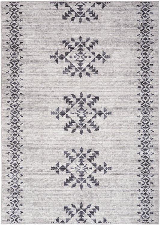 Nicole Curtis Machine Washable Series 1 SR109 Ivory Charcoal Contemporary Machinemade Rug