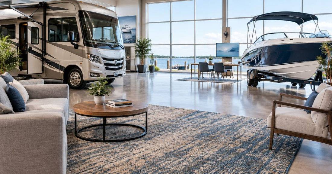Area rugs for marine and RV dealerships: complete 2026 guide