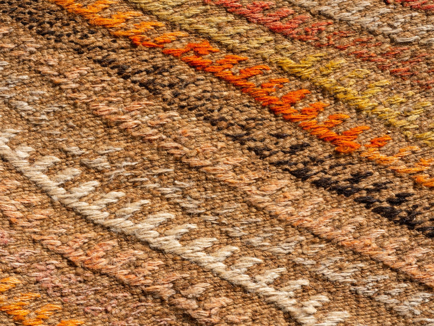 Detailed macro shot of a colorful woven textile showcasing intricate patterns.