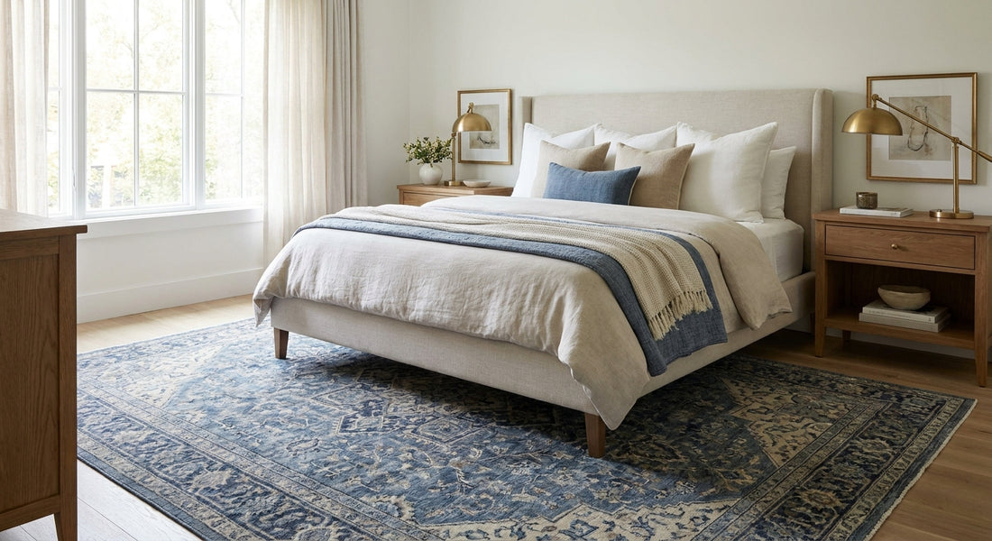 Best blue rugs for transitional bedrooms