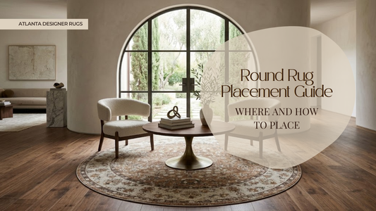 Round Rug Placement Guide showing round rug under coffee table in modern living room setup