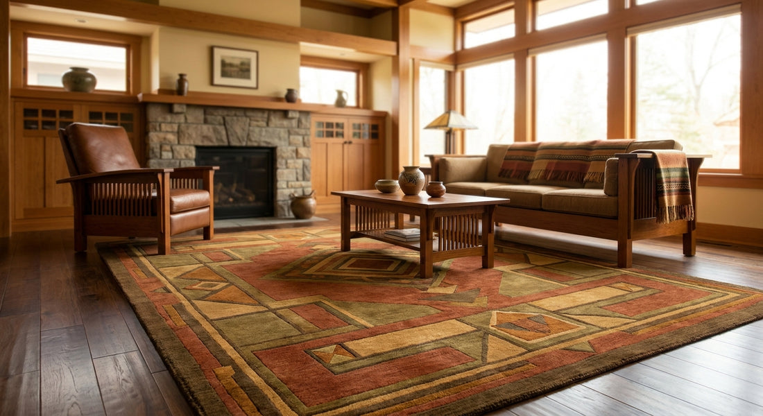 Frank Lloyd Wright Foundation rugs for a Prairie-style home