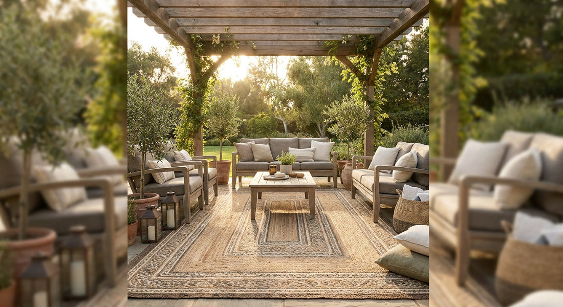 Rugs for a pergola or outdoor living space