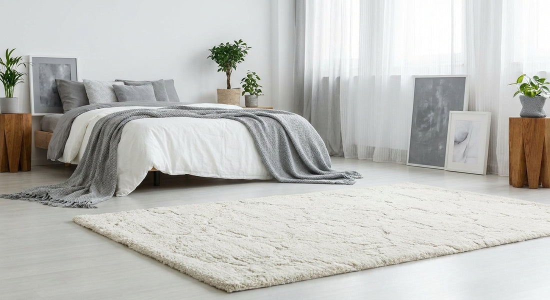 Best cream rugs for a white and grey bedroom