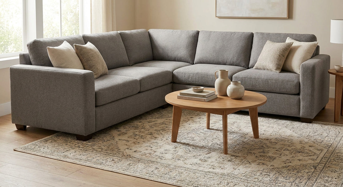 How to place a rug under a sectional sofa