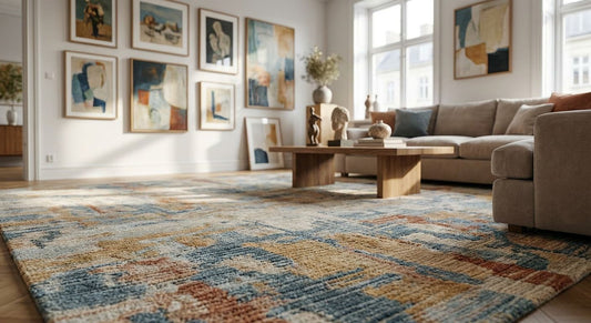 Best abstract pattern rugs for an art-filled living room