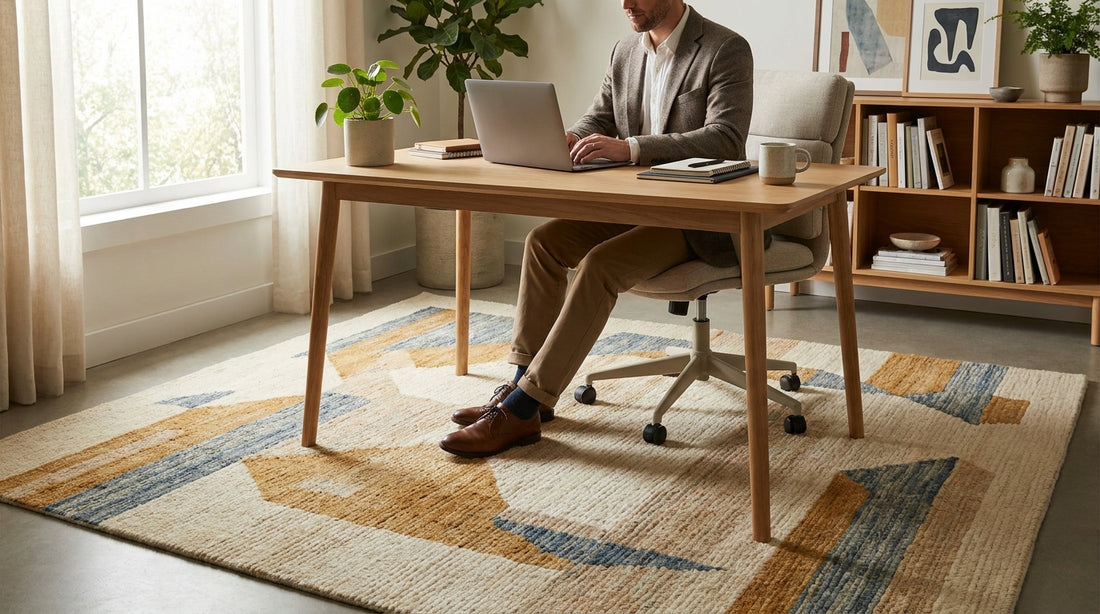 Hand tufted rugs for a home office