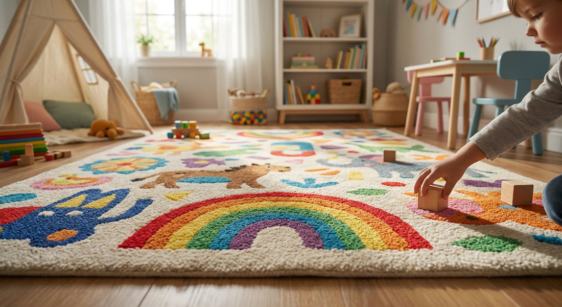 Colorful rugs for a playful kids playroom