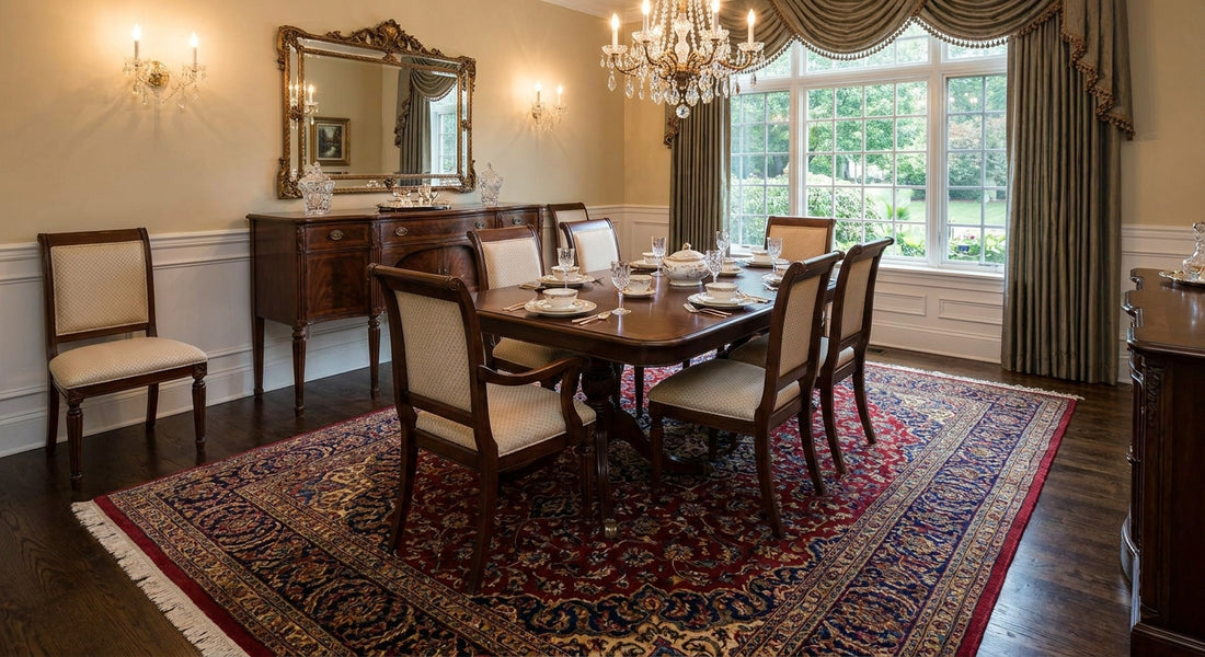 Oriental Weavers rugs for a traditional dining room