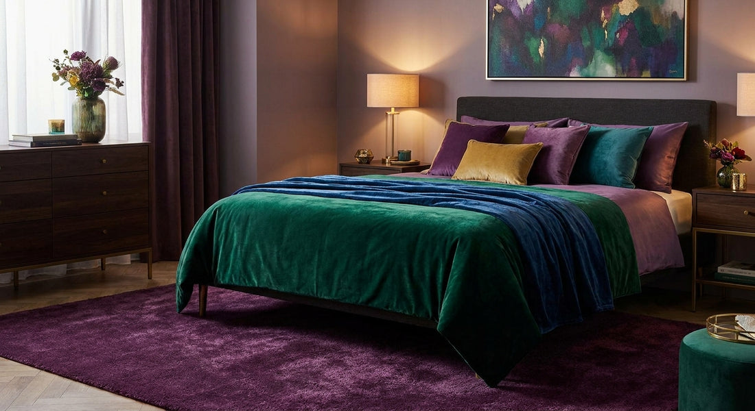 Best purple rugs for a jewel-toned bedroom