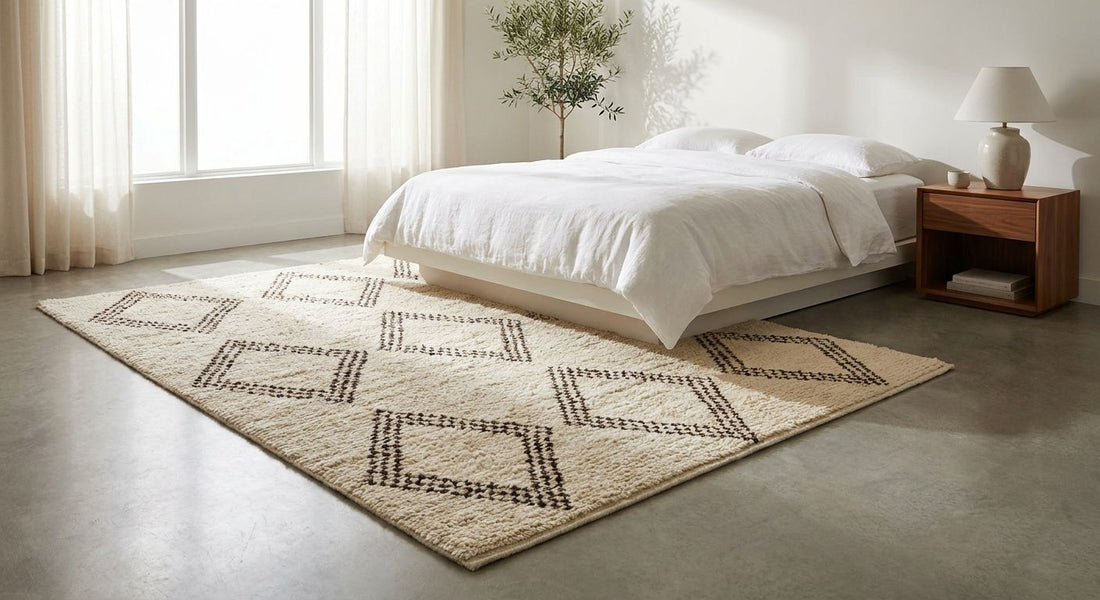 Berber-style rugs for a modern minimalist bedroom