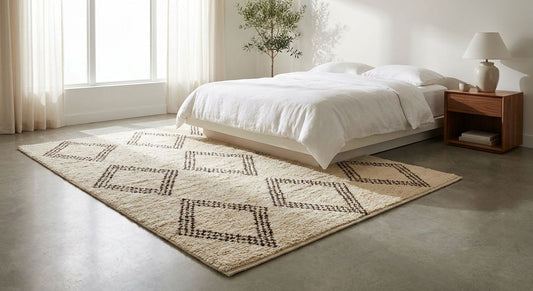 Berber-style rugs for a modern minimalist bedroom
