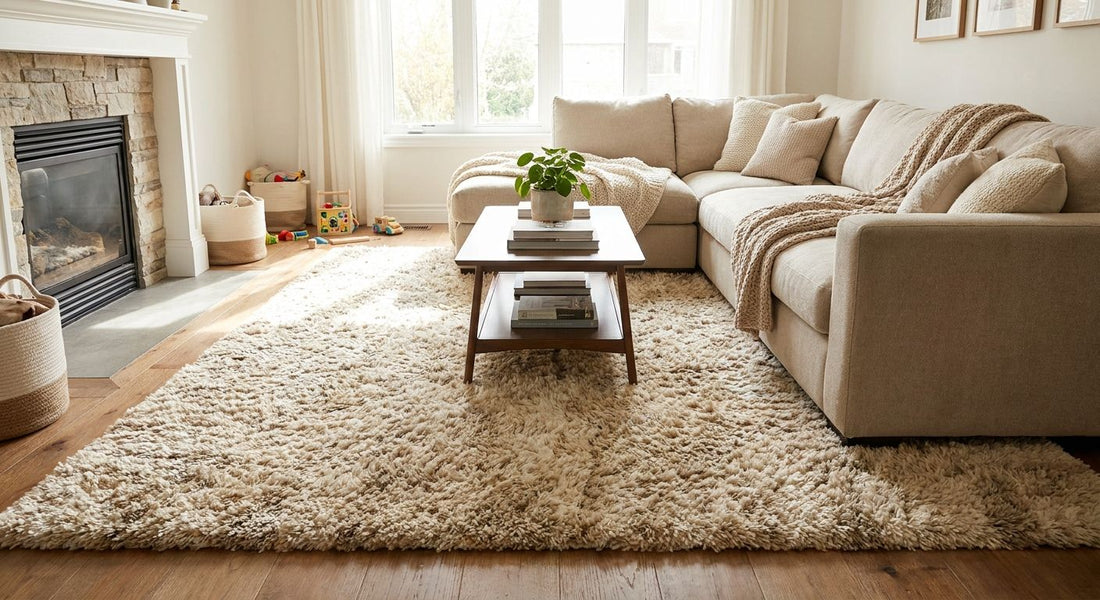 Frieze rugs for a plush family room
