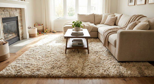Frieze rugs for a plush family room