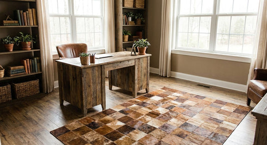Best patchwork leather rugs for a rustic home office