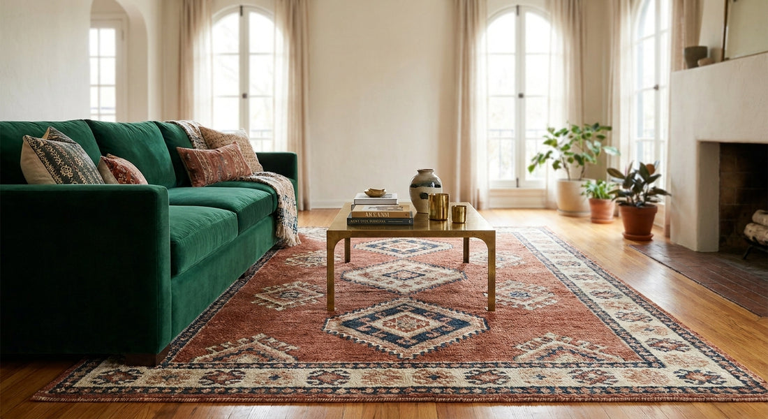 Brigette Romanek x Loloi rugs for a glam living room