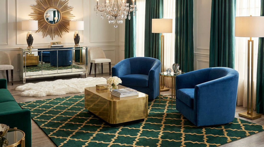 Best rugs for a glam Hollywood Regency room