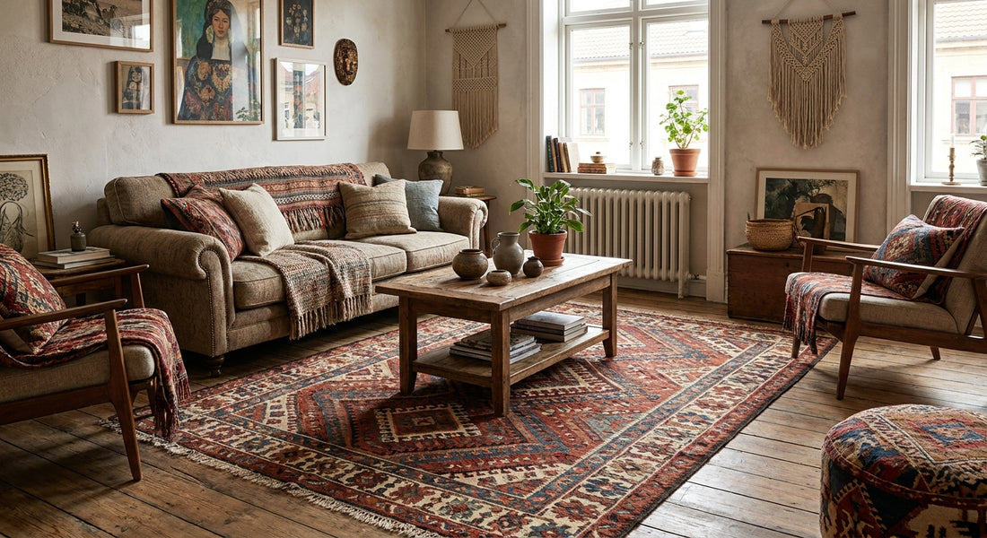 Kilim rugs for a boho or eclectic living room