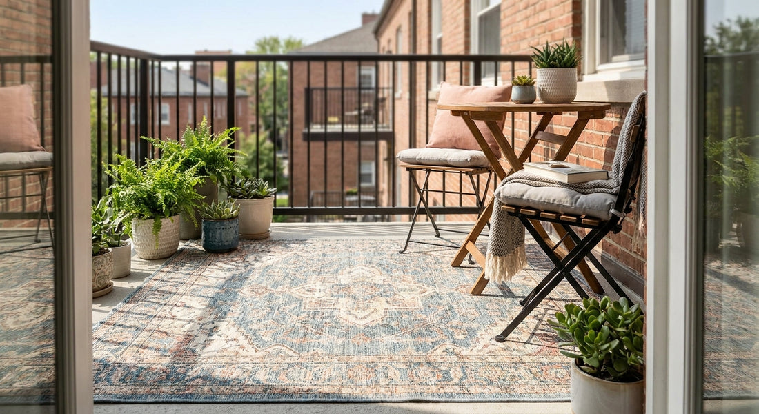 Indoor outdoor rugs for a small apartment balcony