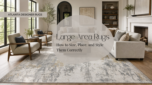 large area rugs styled in a premium living room with a full seating layout and balanced oversized rug placement