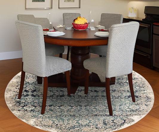 8x8 Rug is one of the most popular sizes to fit in a Dining Area with a Round Dining Table.