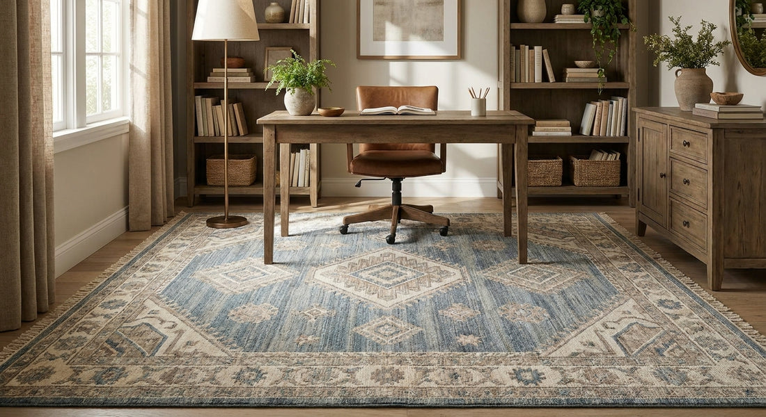 Transitional rugs for a home office