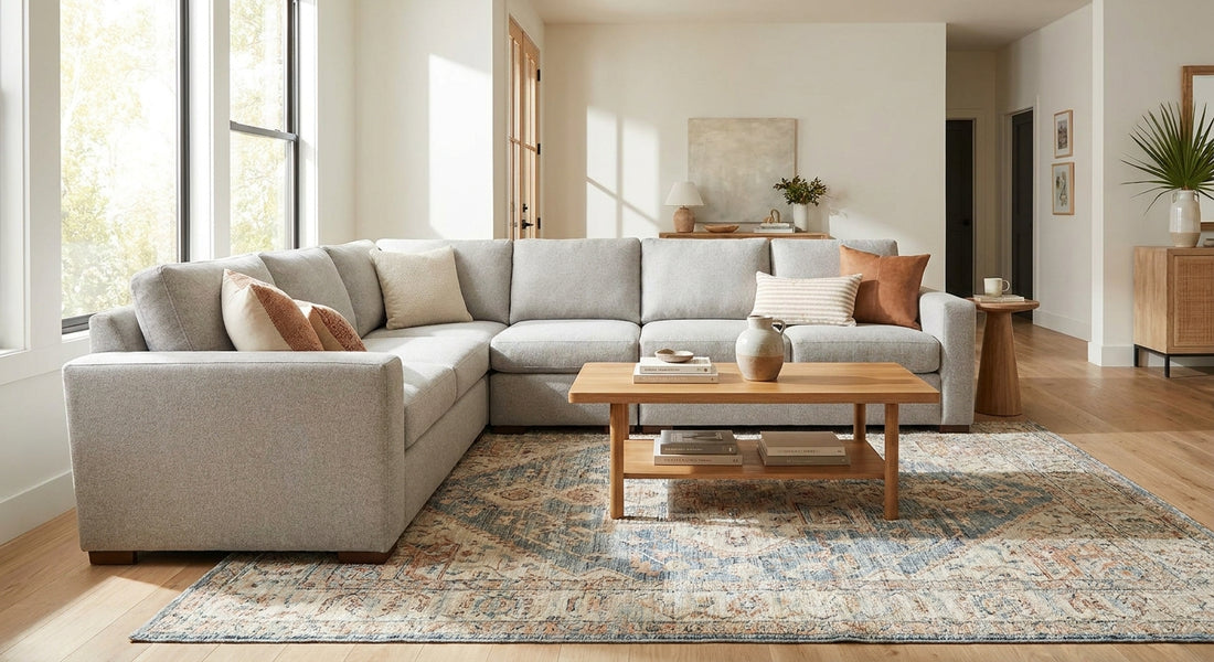 How to pick a rug for an L-shaped sofa setup