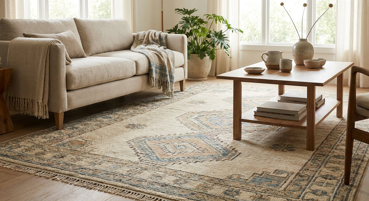 Hand woven rugs for living rooms