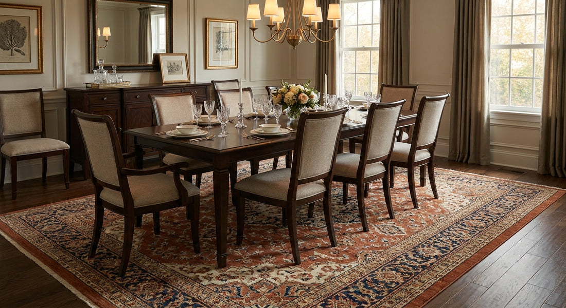 How to size a 10x13 rug for a formal dining room