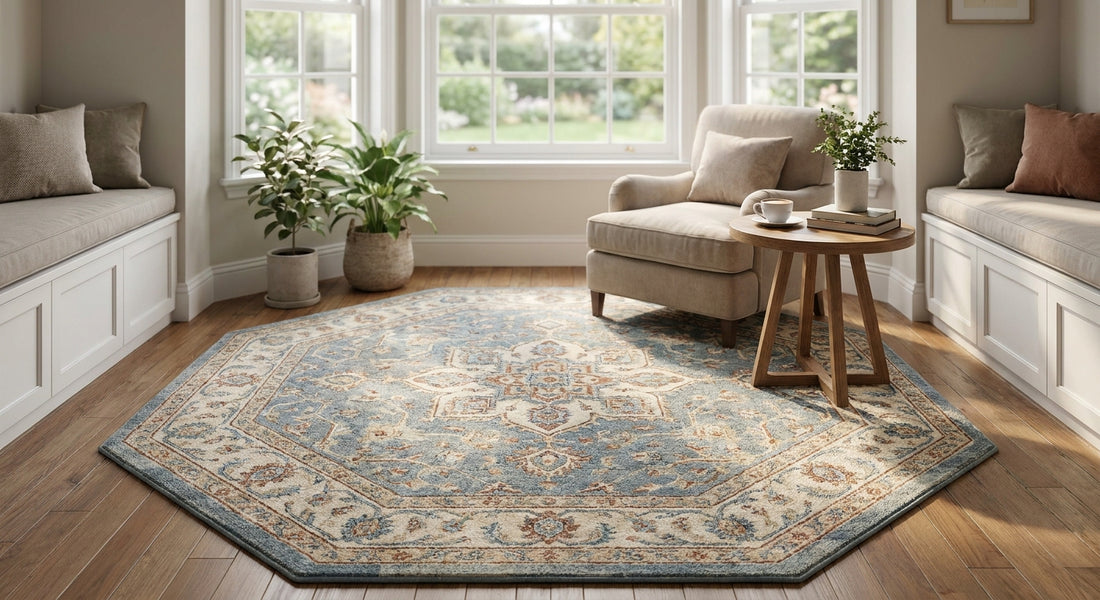Octagon rugs for a bay window nook