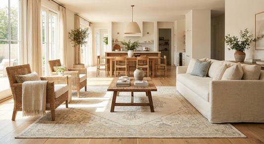 Becki Owens rugs for an open plan living space