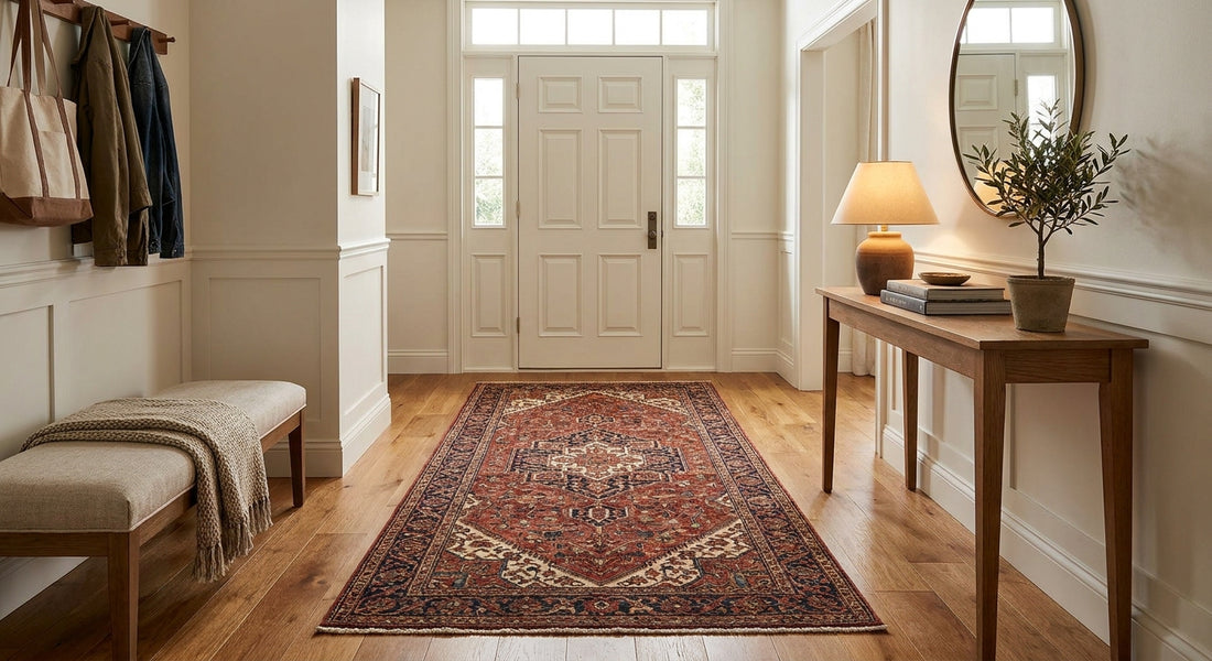 How to place a rug in a foyer or entry hall