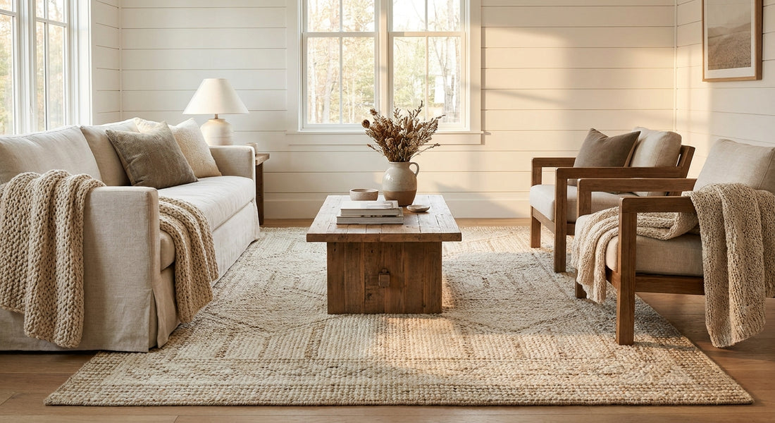 Best rugs for a white shiplap living room