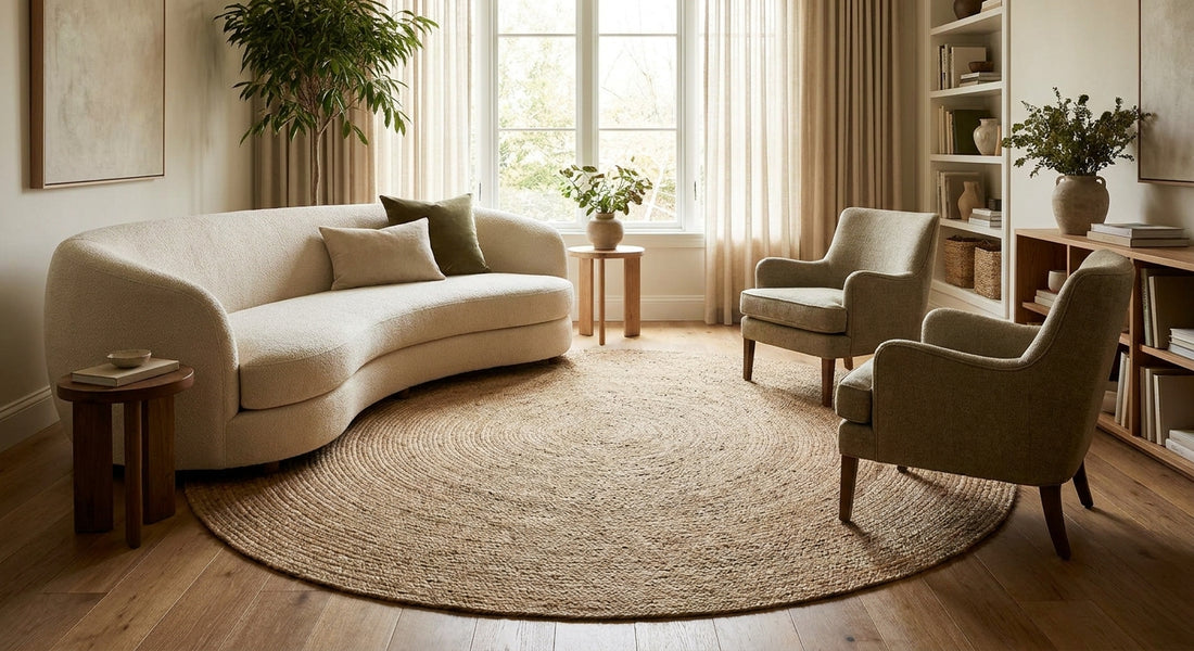 How to place a round rug in a living room