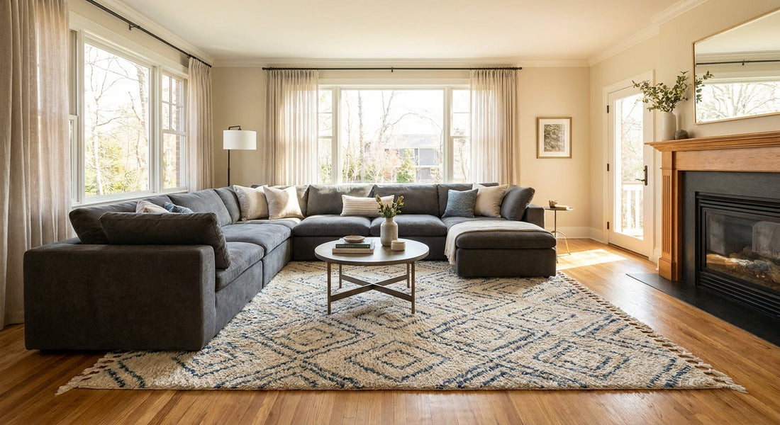 Best rugs for a sectional sofa in a large room