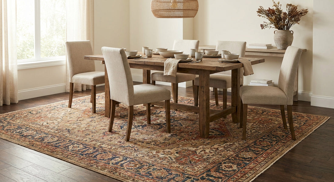 Hand knotted rugs for dining rooms