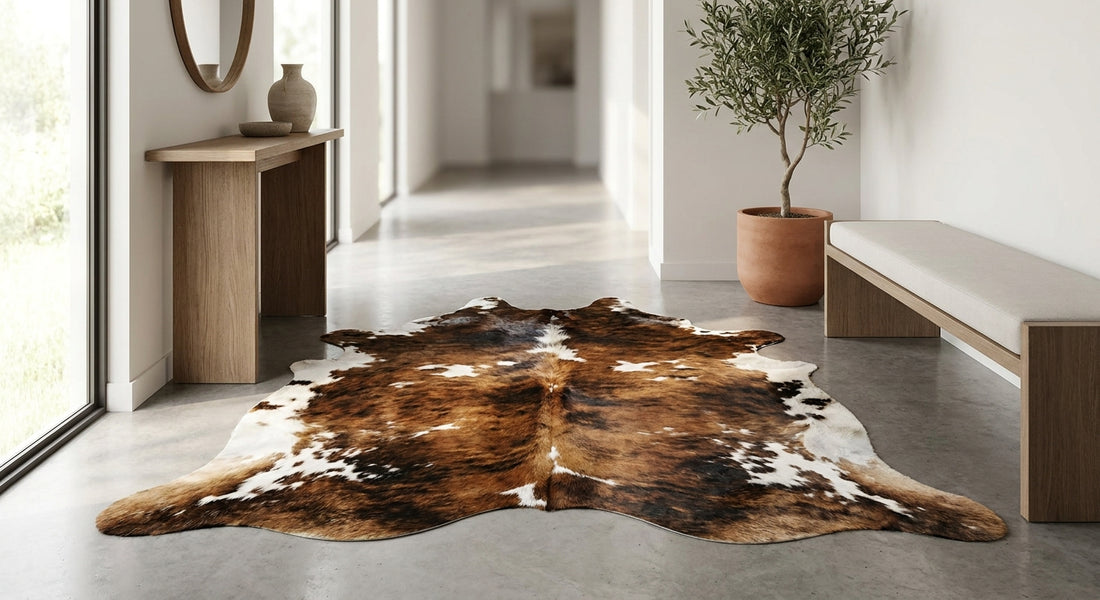 Cowhide rugs for a modern entryway